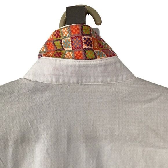 Robert Graham Embroidered White Flip Cuff Shirt Men’s Medium Long Sleeve - Picture 3 of 13